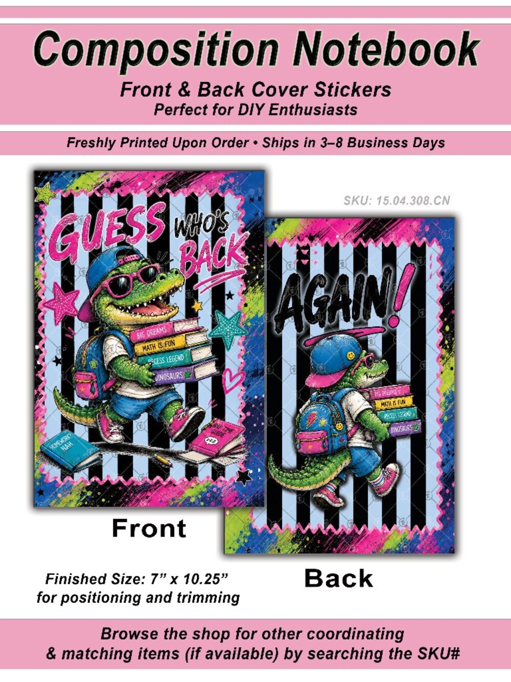 2/$12 📓🛌 Guess Who Back | Composition Notebook Covers Sticker | 15.04.308